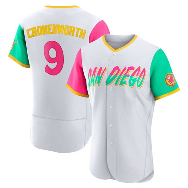 Men's San Diego Padres #9 Jake Cronenworth White 2022 City Connect Flex Base Stitched Baseball Jersey